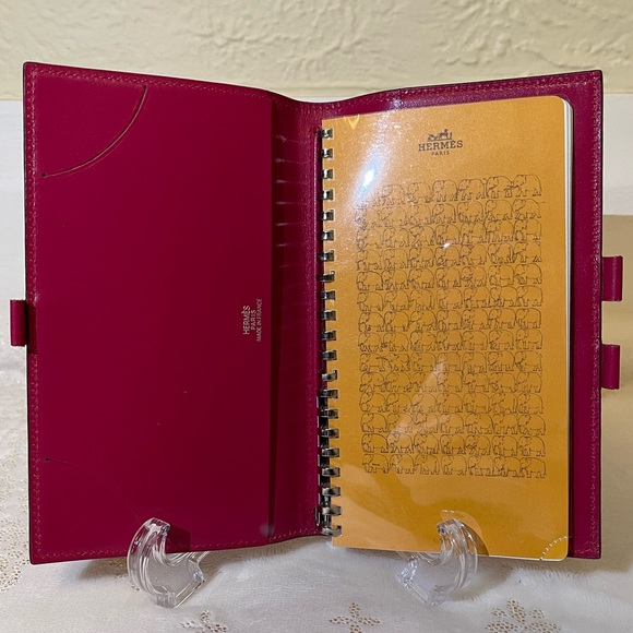 HERMES framboise chevre mysore leather vision agenda cover - Picture 2 of 16